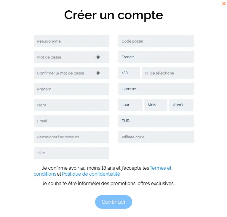 Proceso de registro NEON54 CASINO